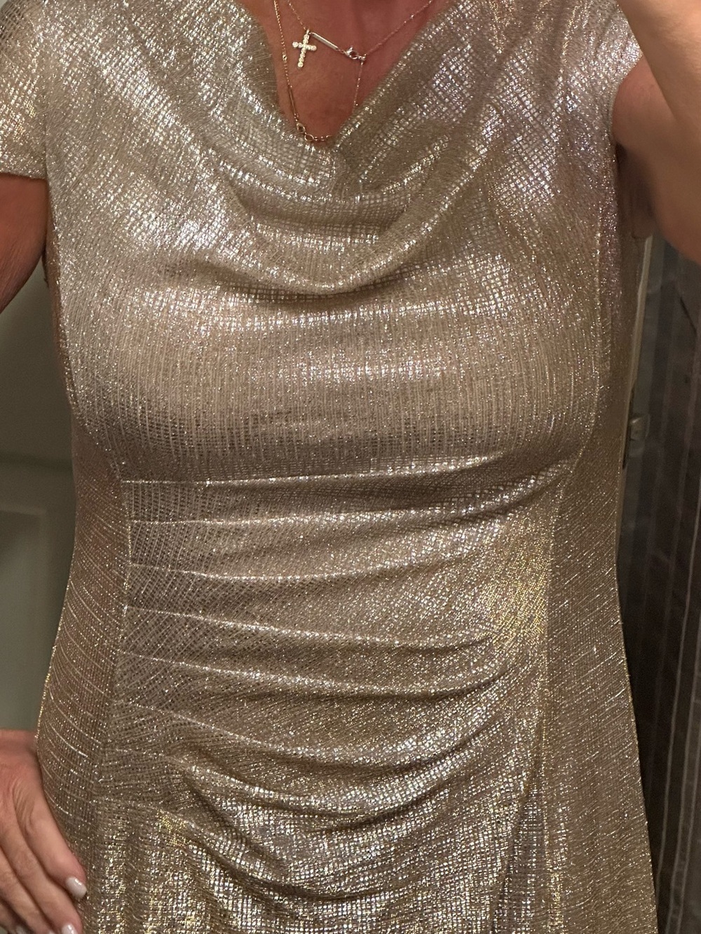 Adrianna Papell Taupe Metallic Dress - Picture 14 of 16
